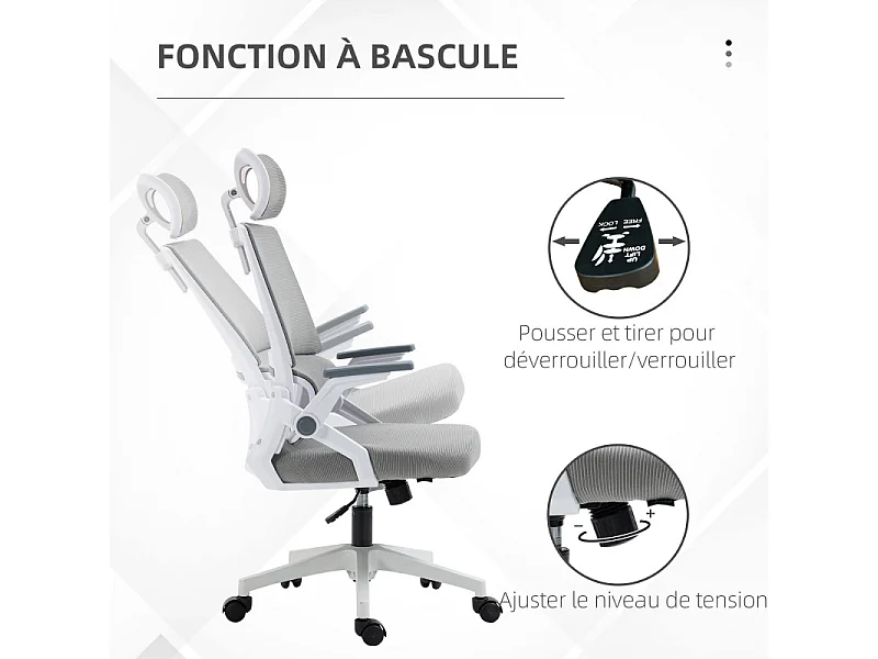 Chaise de bureau ergonomique TESS grise