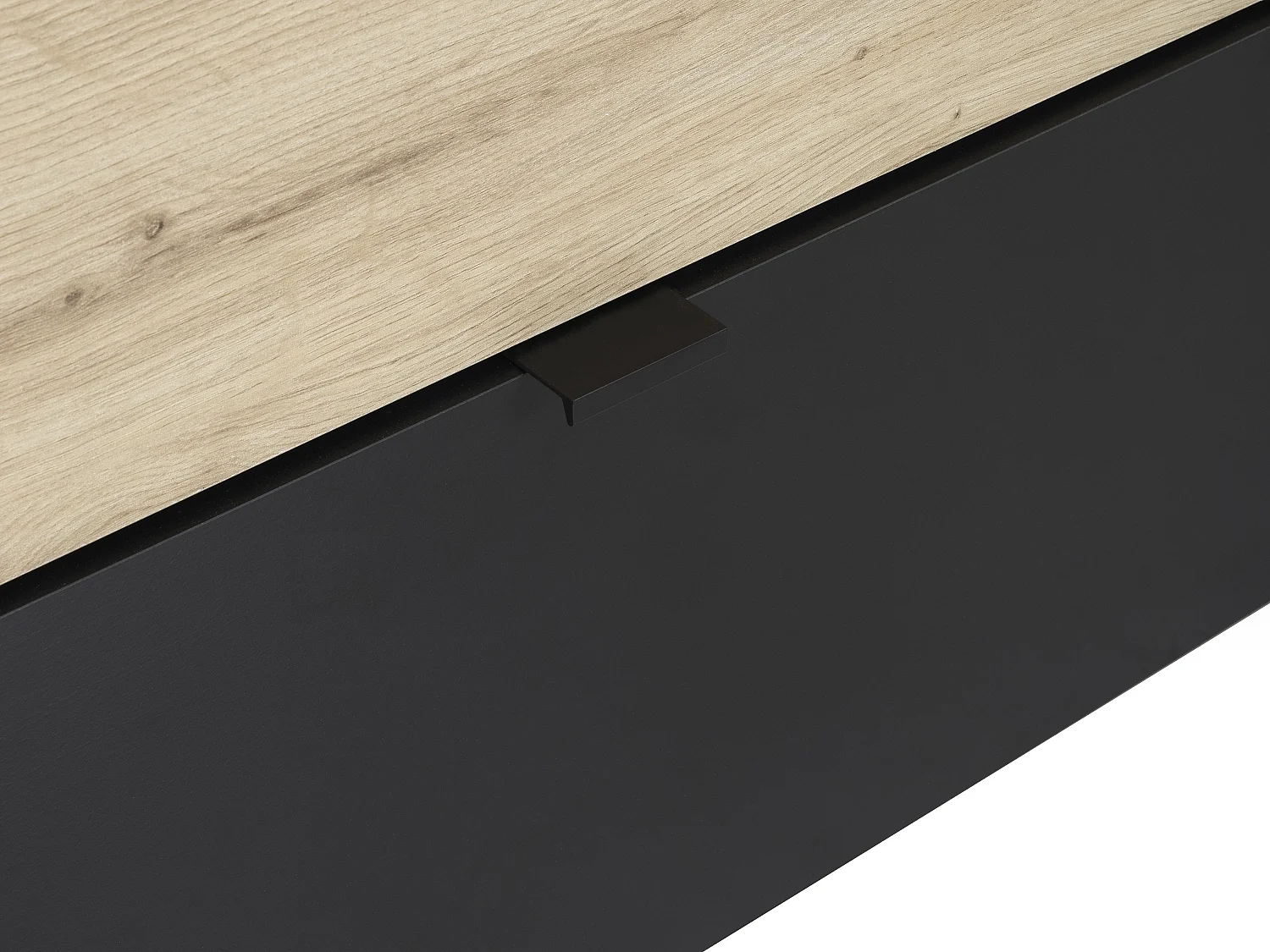 Lit 140 x 190 cm - 3 tiroirs et 6 niches - Naturel et noir - CIKETO