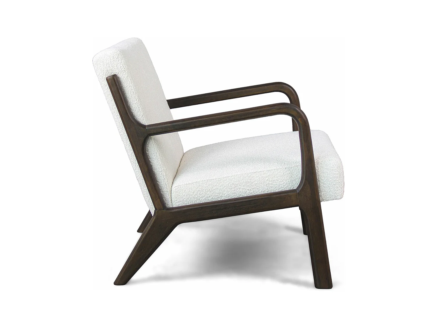 Borgia - Sillón de madera maciza de Parawood y tela bouclè antimanchas