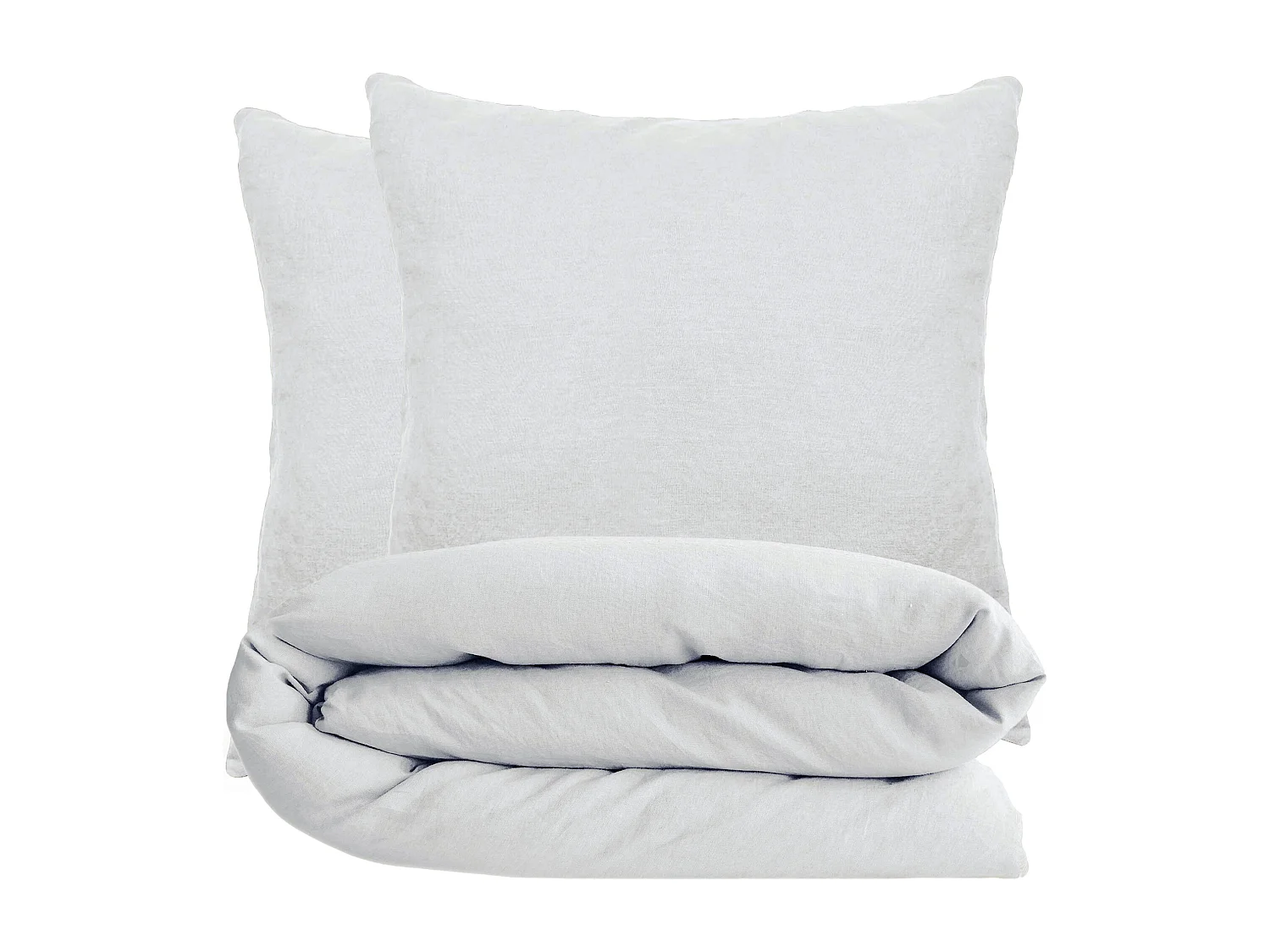 Parure de lit 280x240 cm et 65x65 cm coton lavé PALACE blanc neige 3 pièces