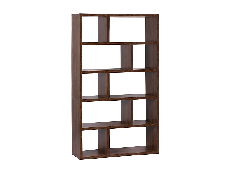 Scaffalatura asimmetrica a 10 scomparti, tinta noce i sweeek