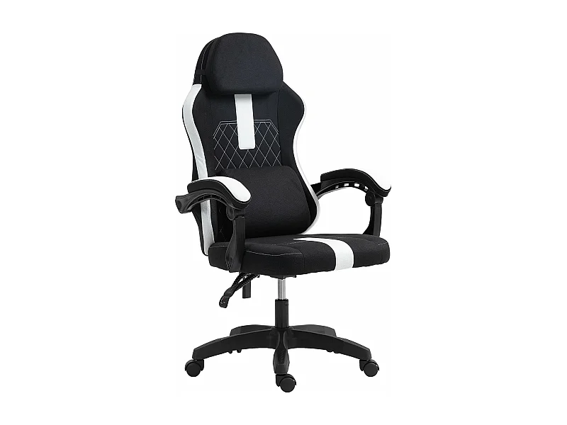 Chaise de bureau - Tissu & Plastique - Noir / Blanc - Miltona