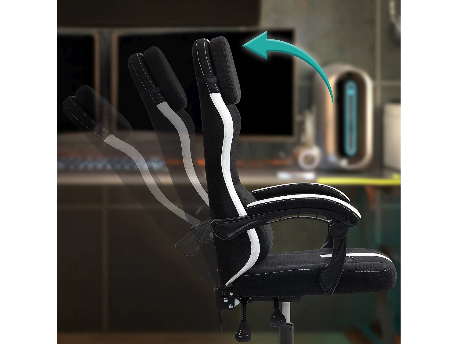 Chaise de bureau - Tissu & Plastique - Noir / Blanc - Miltona