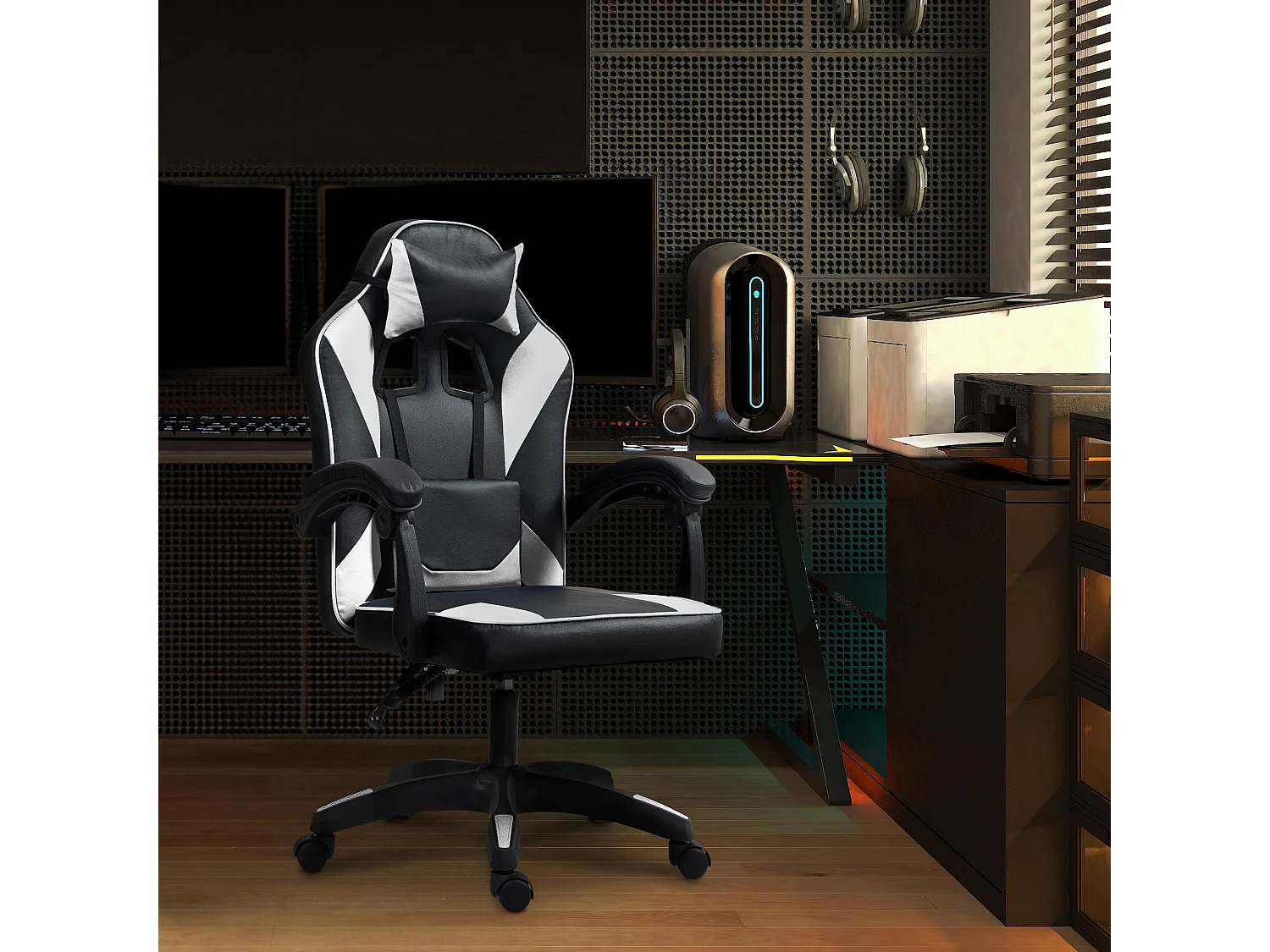 Chaise de bureau - Plastique & Plastique - Noir / Blanc - Orkney