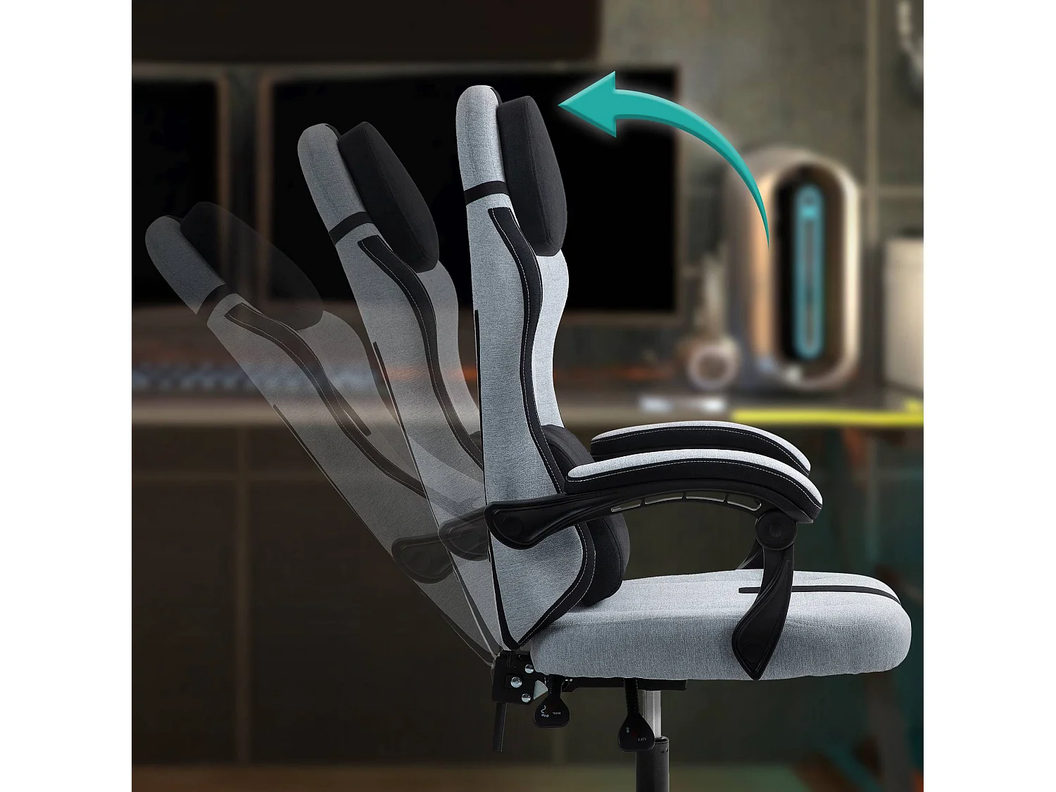 Chaise de bureau - Tissu & Plastique - Gris / Argent - Miltona