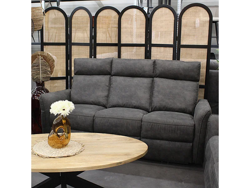 Canapé 3 places électrique relax gris anthracite Lito