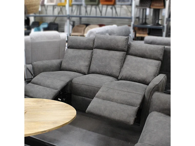 Canapé 3 places électrique relax gris anthracite Lito