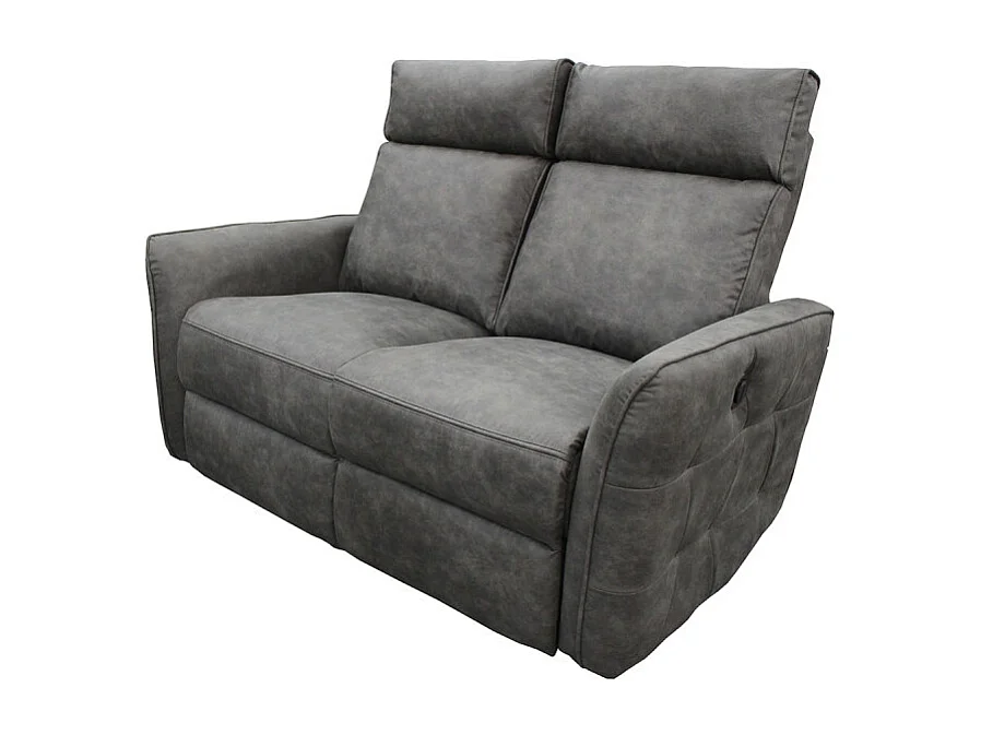 Canapé 2 places électrique relax gris anthracite Lito