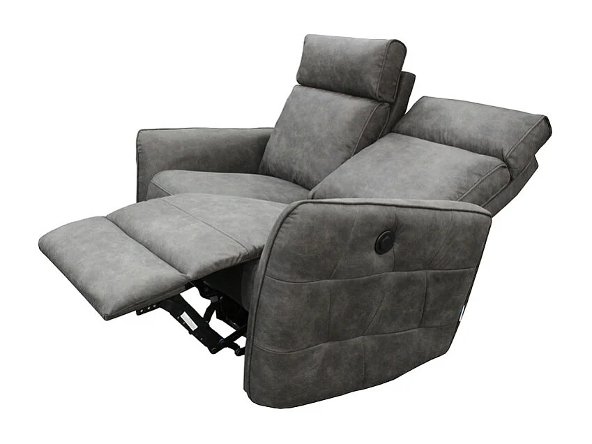 Canapé 2 places électrique relax gris anthracite Lito
