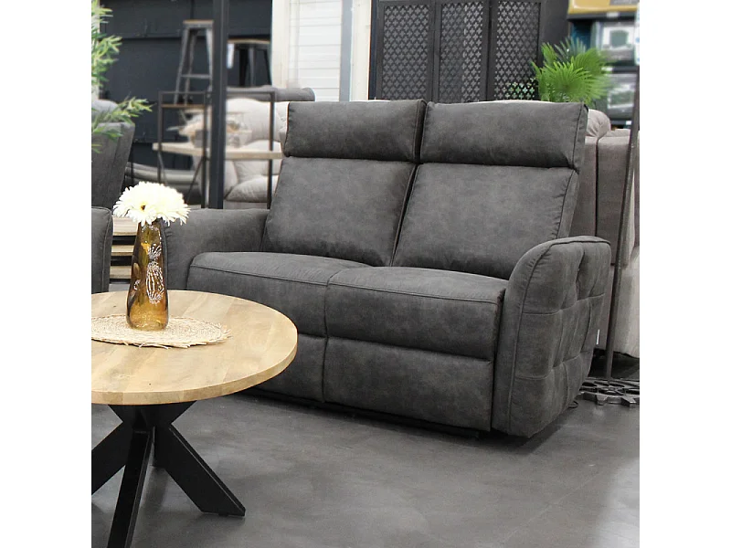 Canapé 2 places électrique relax gris anthracite Lito