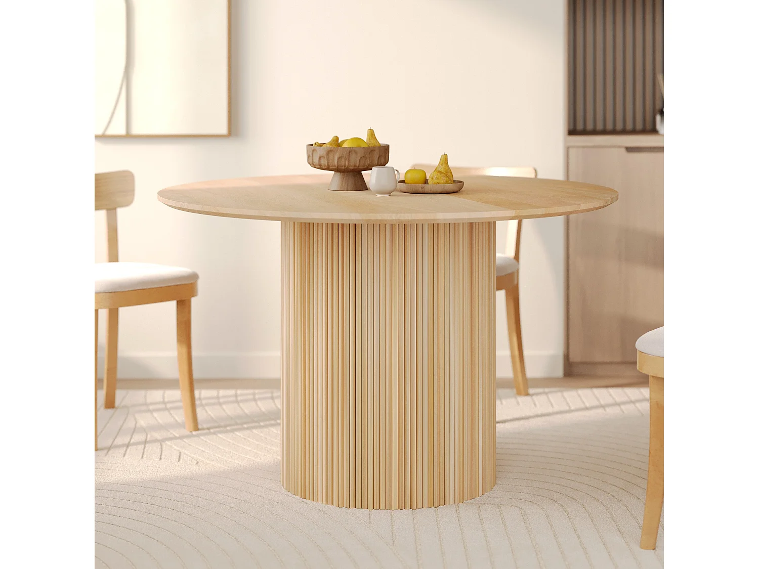 Table ronde 4 personnes en bois de manguier D120 cm - Agathe