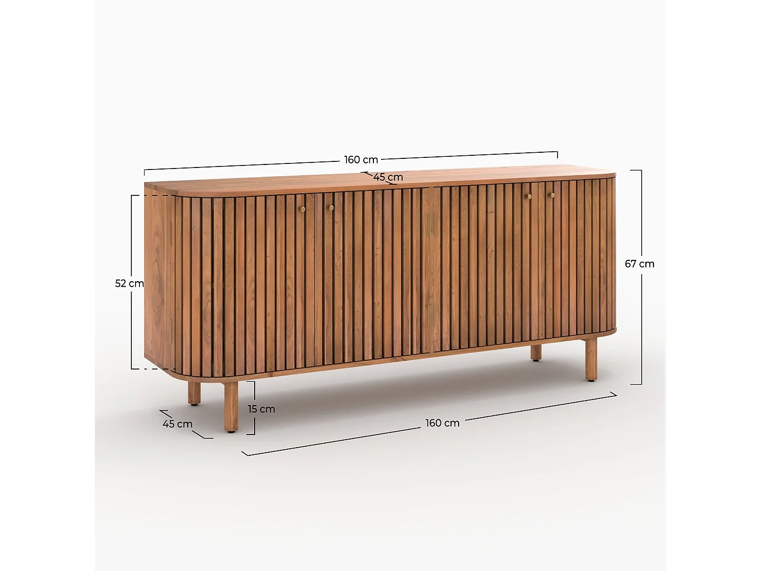 Buffet en bois d'acacia 4 portes - Paola
