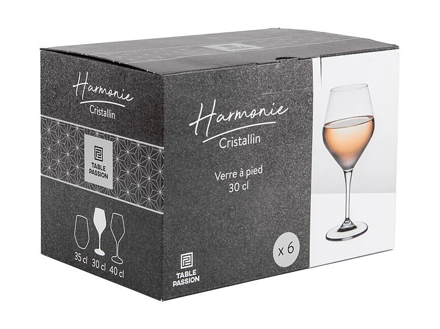Boite de 6 verres à pied Harmonie 30 cl