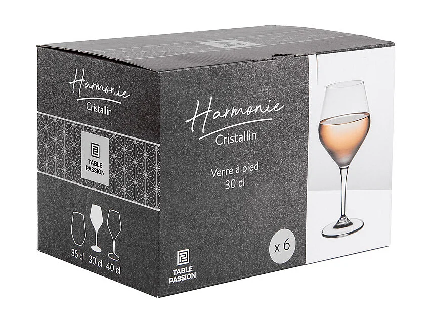 Boite de 6 verres à pied Harmonie 30 cl