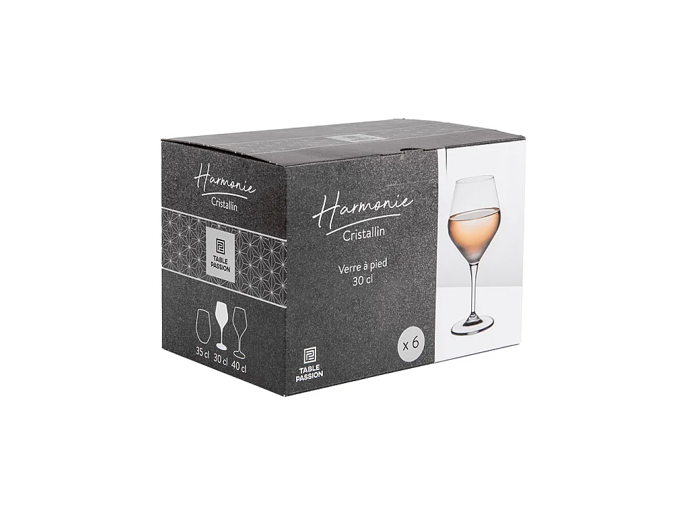 Boite de 6 verres à pied Harmonie 30 cl