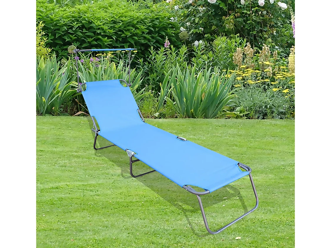 Sonnenliege Liegestuhl klappbar Gartenliege Dach