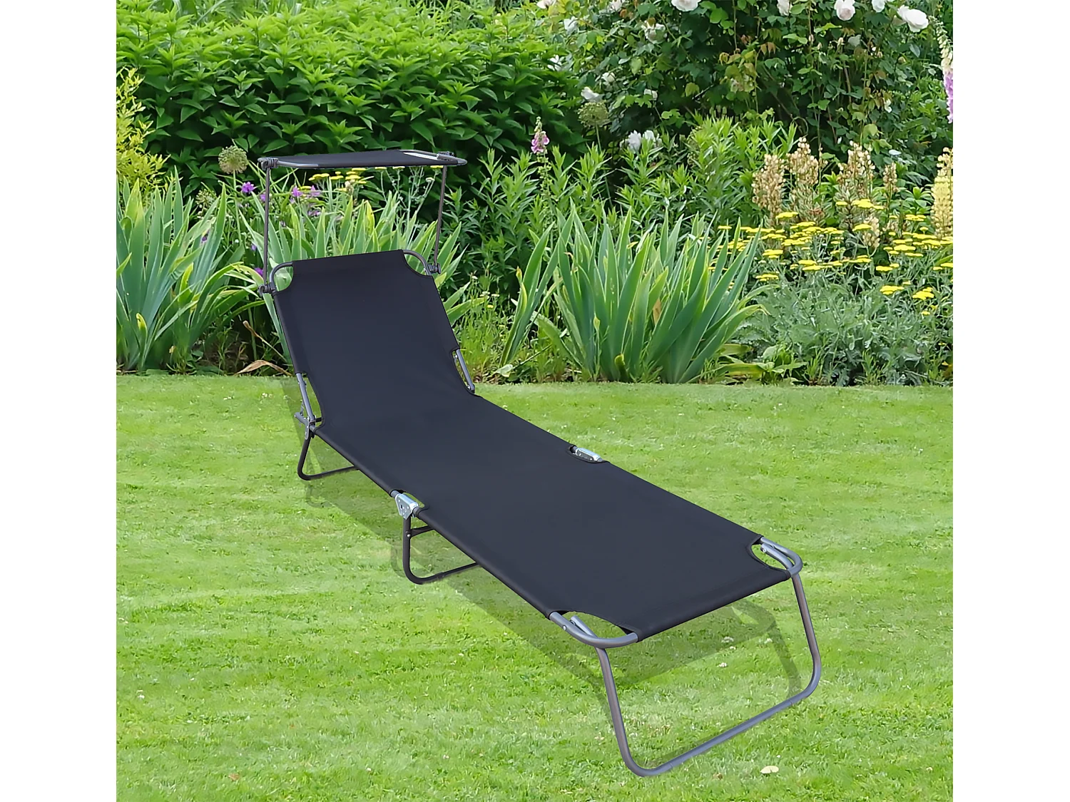 Sonnenliege Liegestuhl klappbar Gartenliege Dach