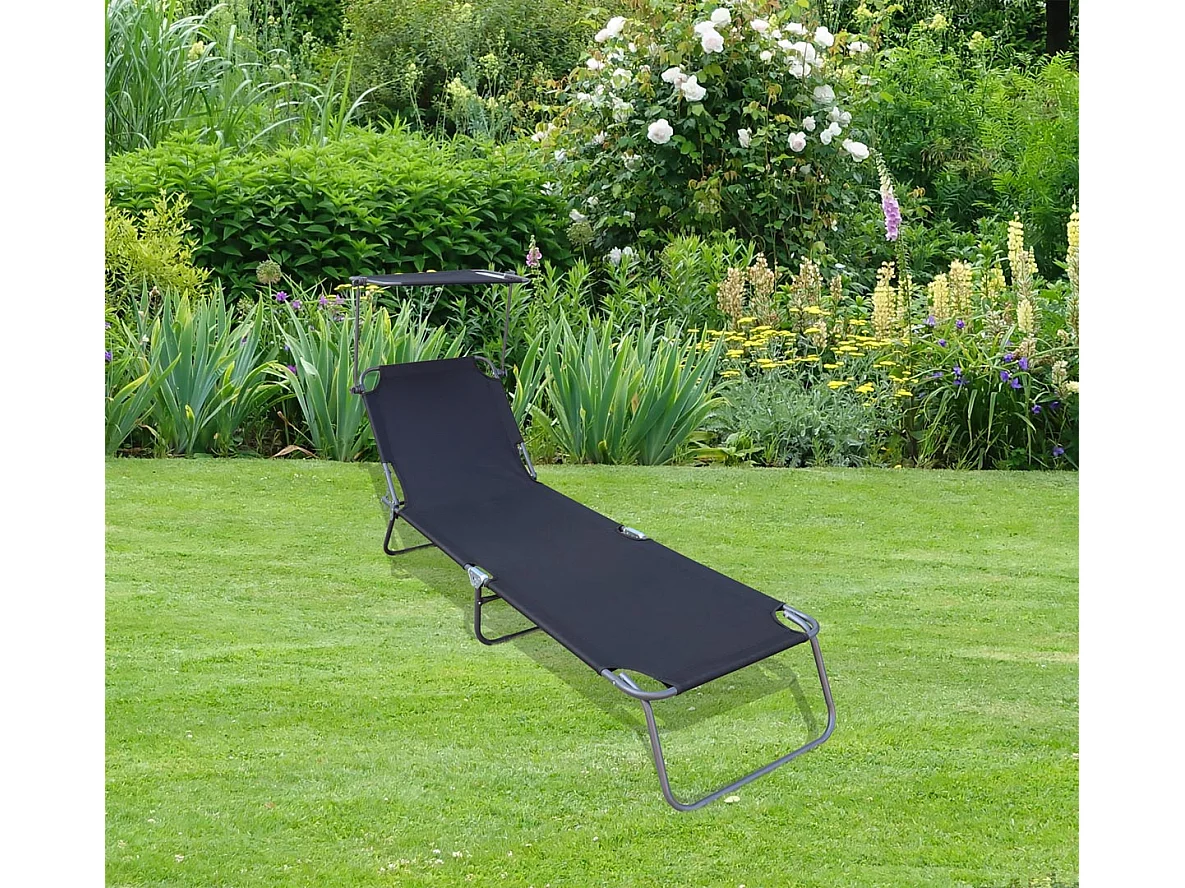 Sonnenliege Liegestuhl klappbar Gartenliege Dach