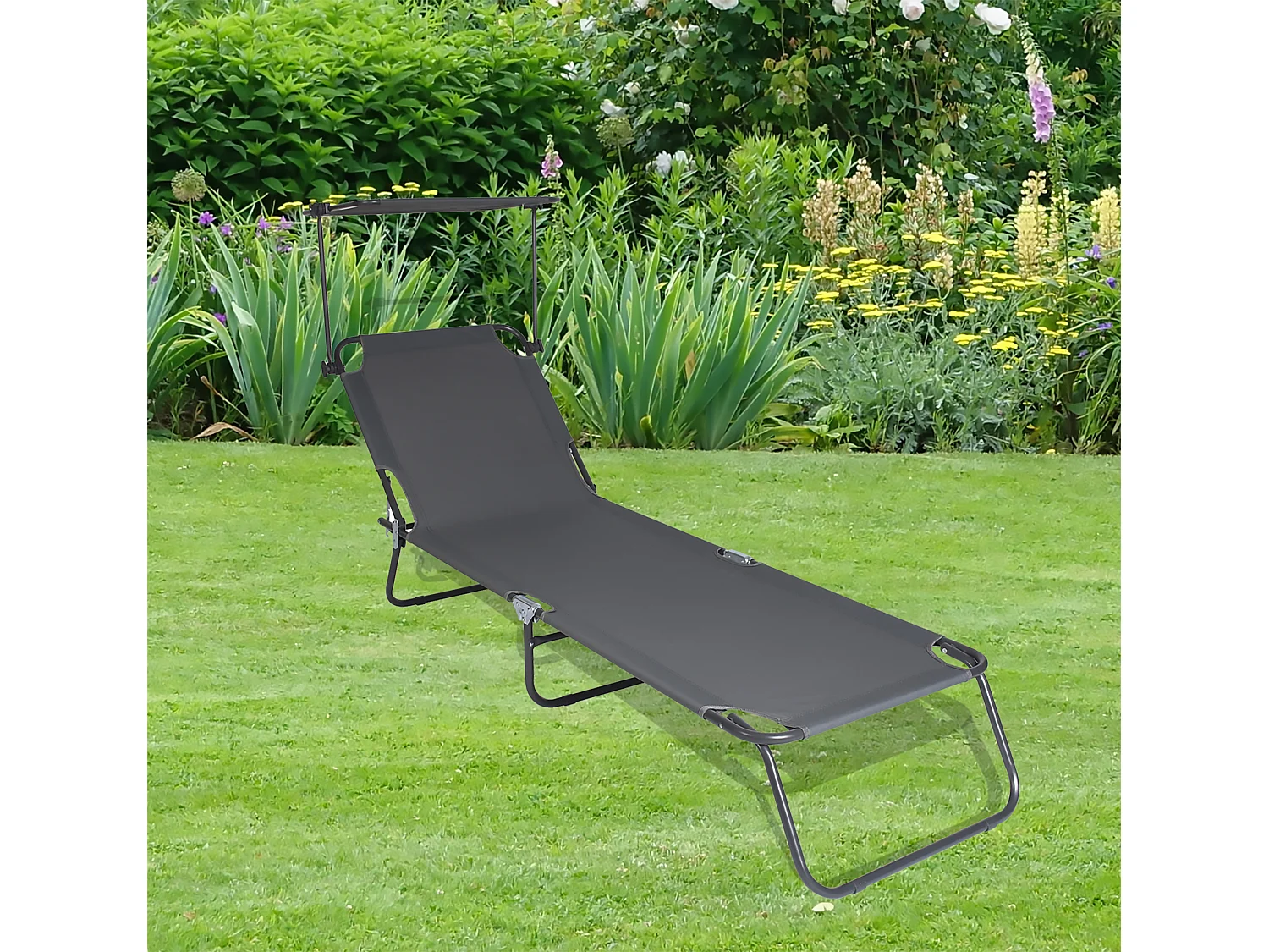 Sonnenliege Liegestuhl klappbar Gartenliege Dach