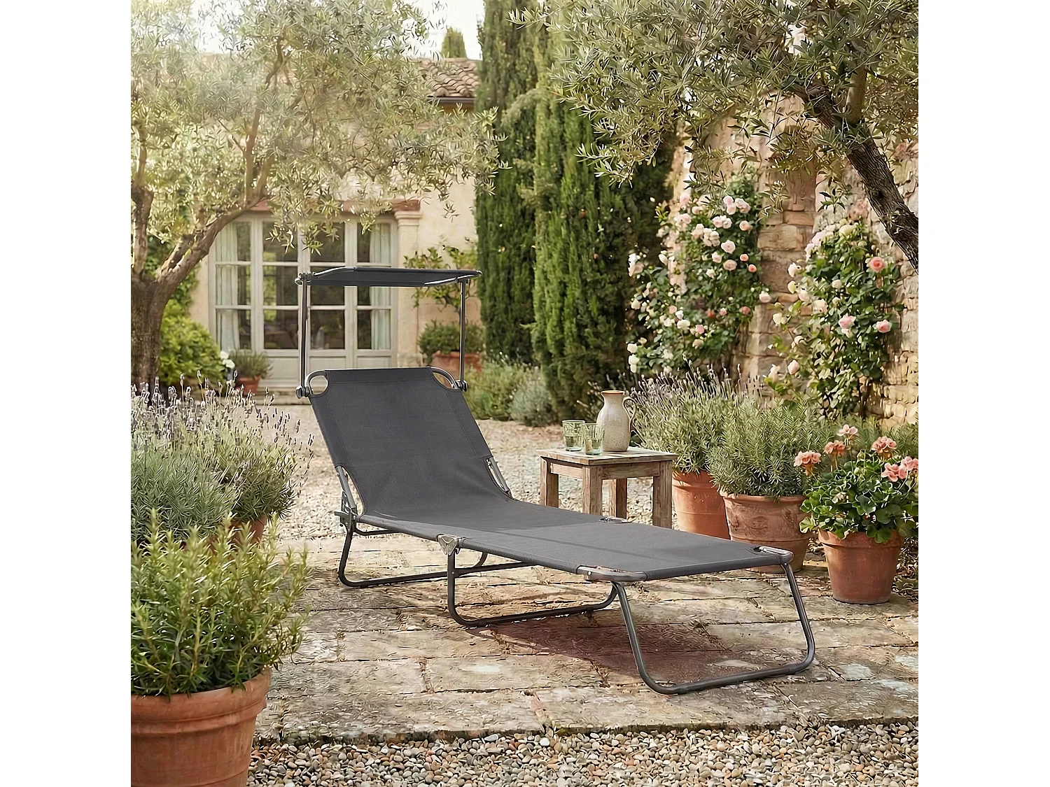 Sun lounger Dach Gray L. 185 x H. 24 x W. 55 cm