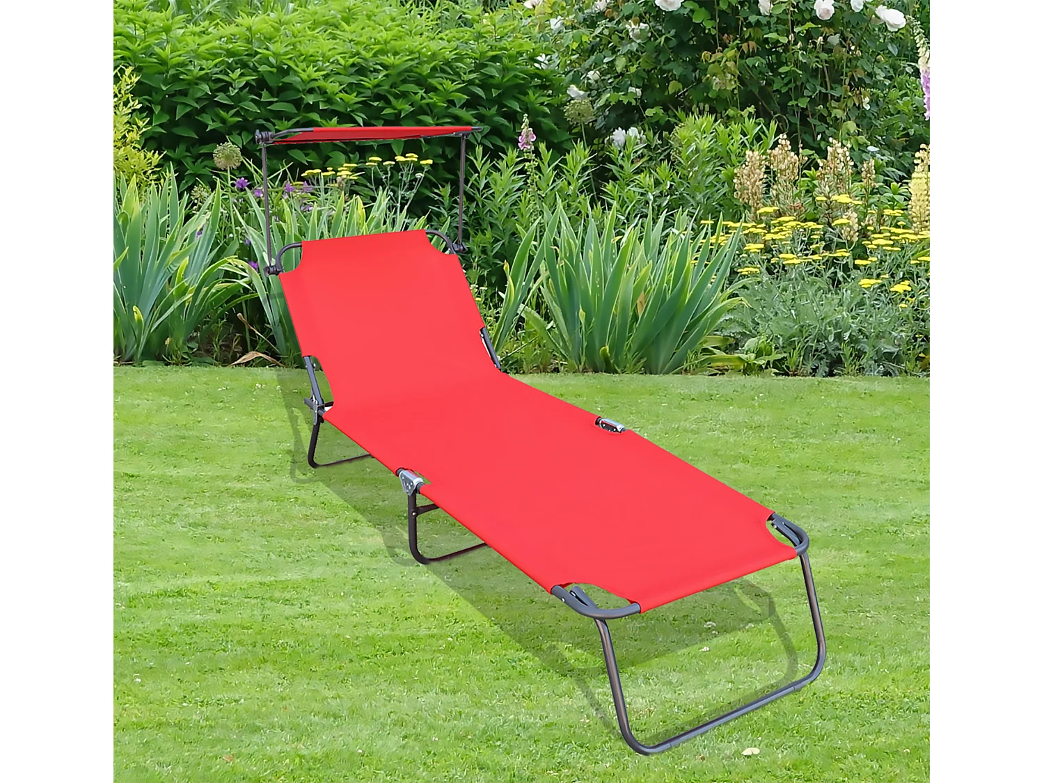 Sun lounger Dach Red L. 185 x H. 24 x W. 55 cm