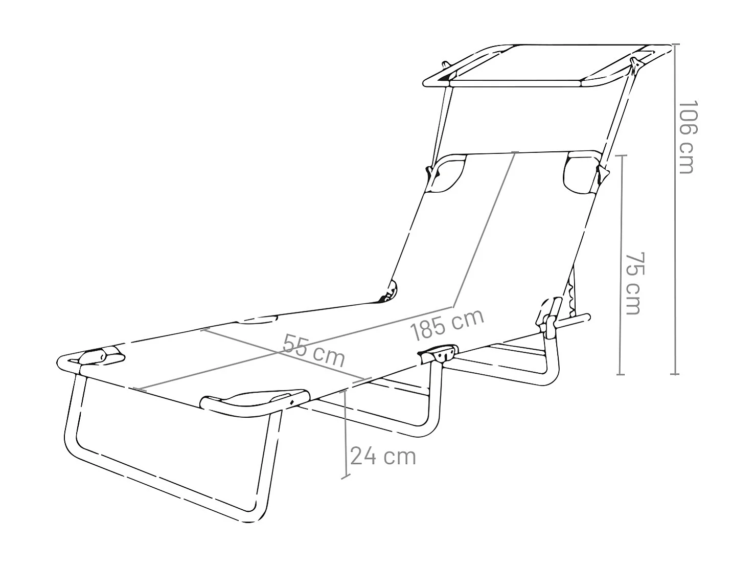 Sun lounger Dach Red L. 185 x H. 24 x W. 55 cm