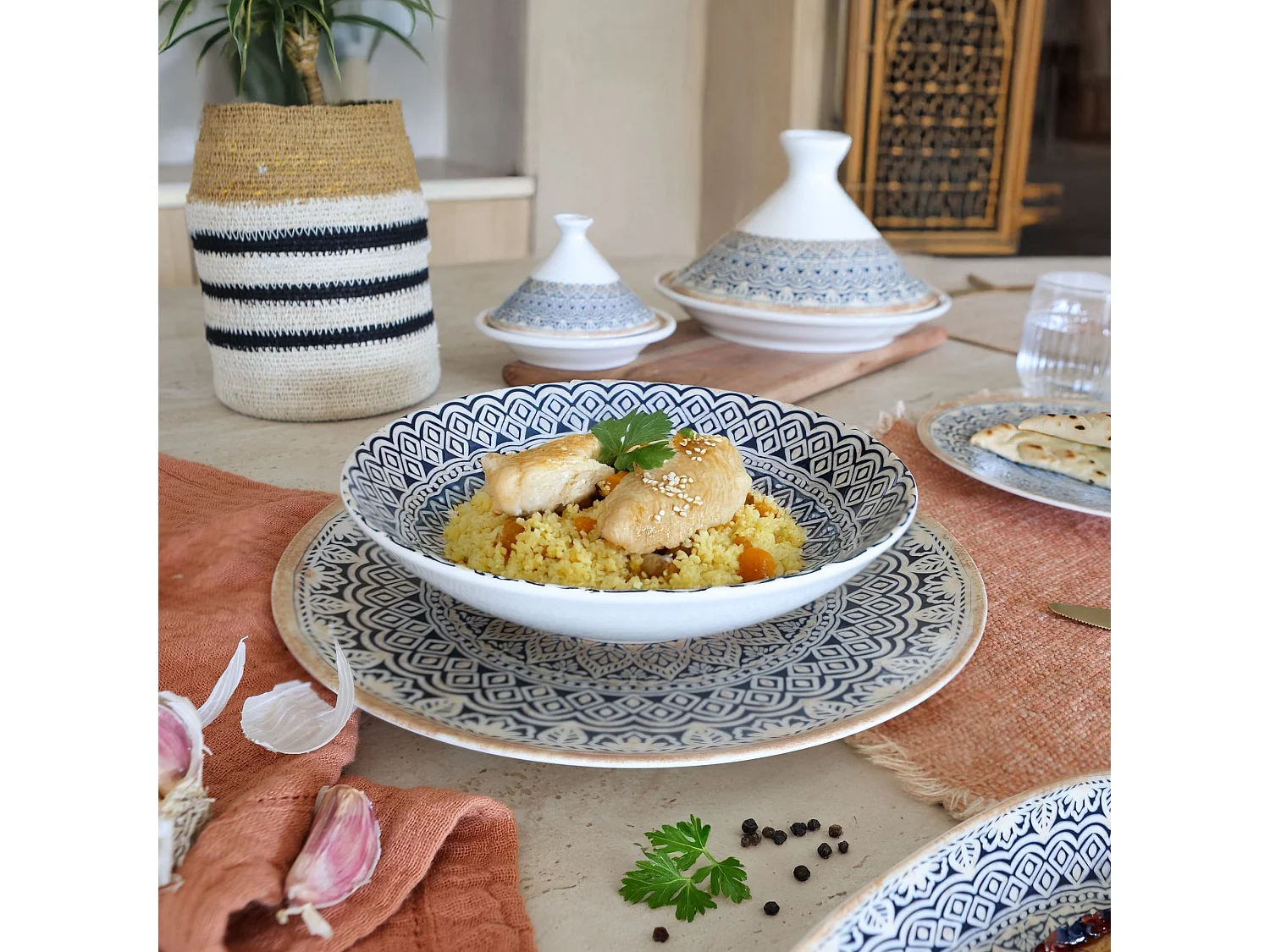 Novastyl - Lot 6 Assiettes Calottes Byzance 21cm En Porcelaine