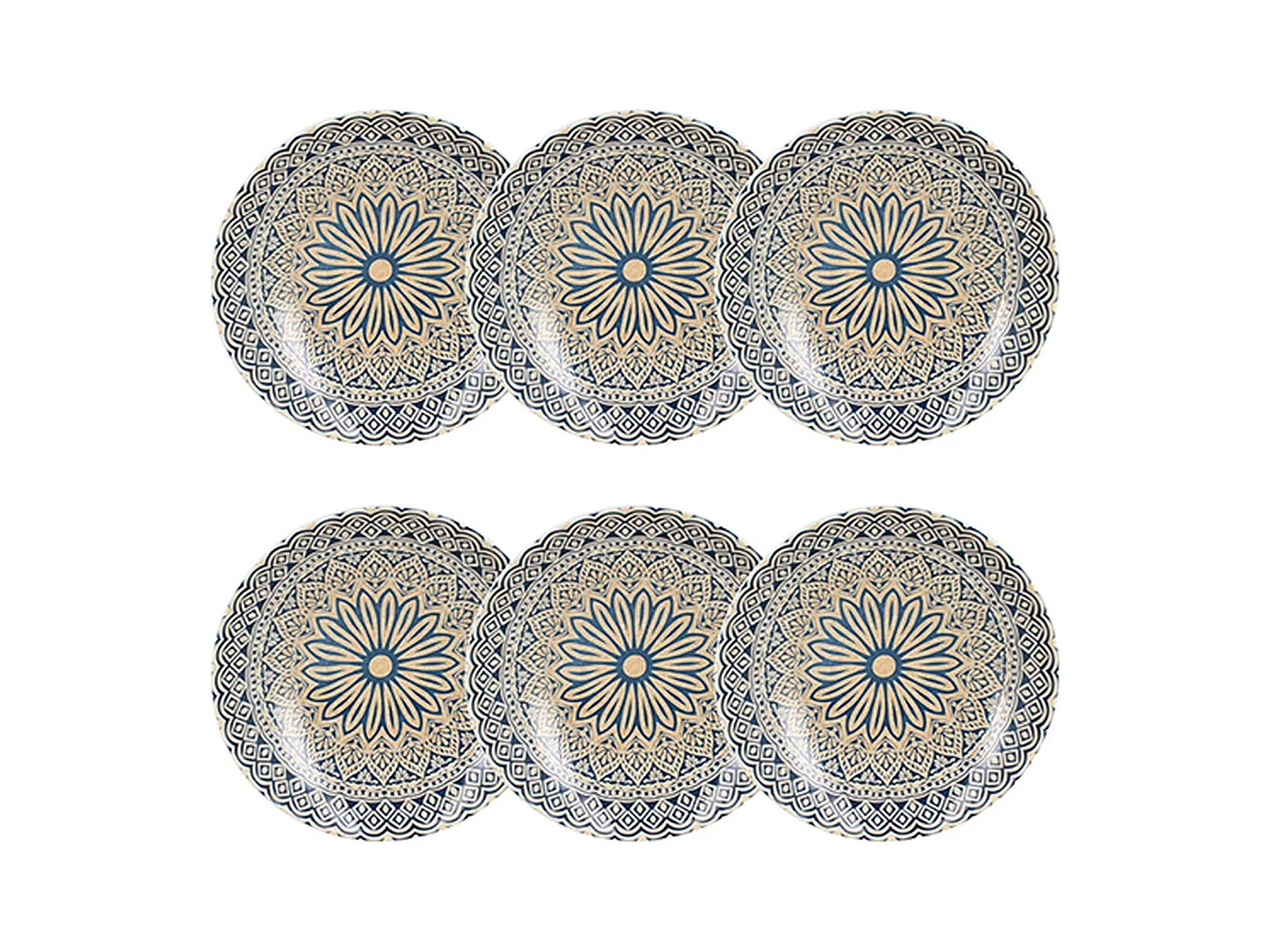 Novastyl - Lot 6 Assiettes Calottes Byzance 21cm En Porcelaine