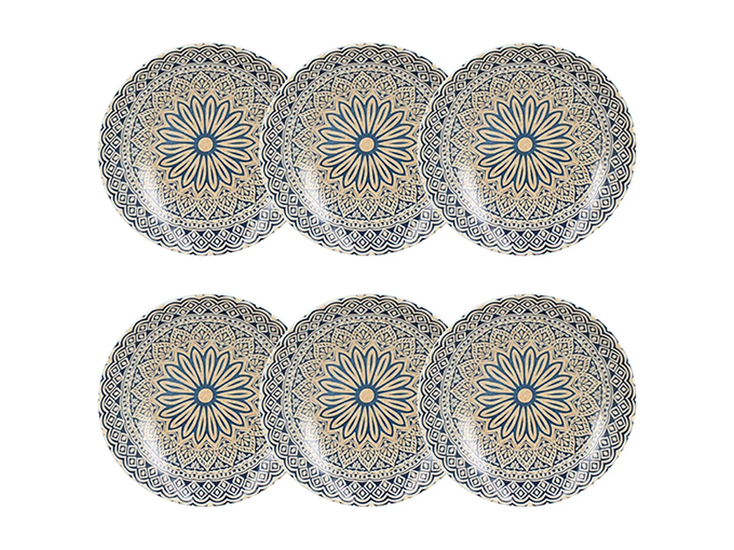 Novastyl - Lot 6 Assiettes Calottes Byzance 21cm En Porcelaine