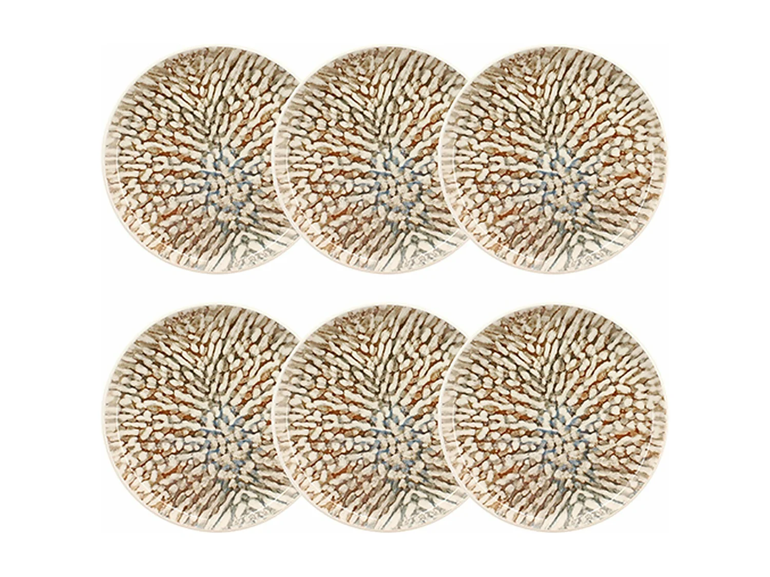 Novastyl - Lot 6 Assiettes Plates Ambre 26cm En Gres Marron Et Beige