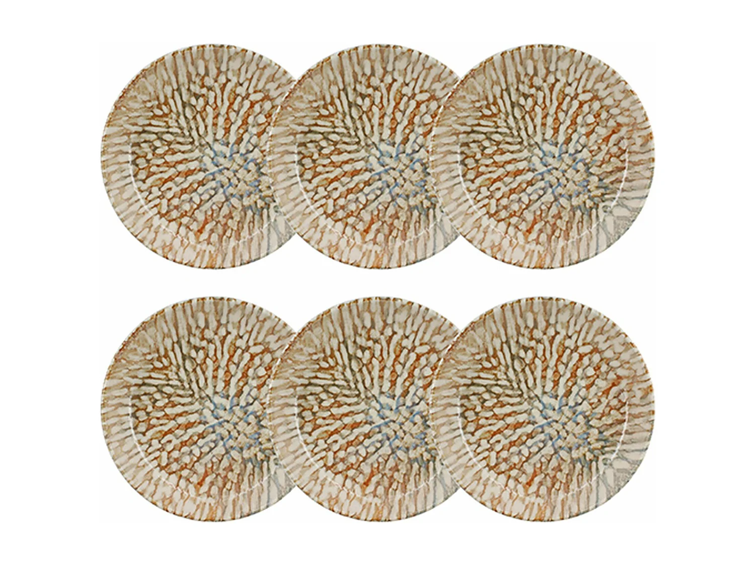 Novastyl - Lot 6 Assiettes Creuses Ambre 20.5cm En Gres Marron Et Beige