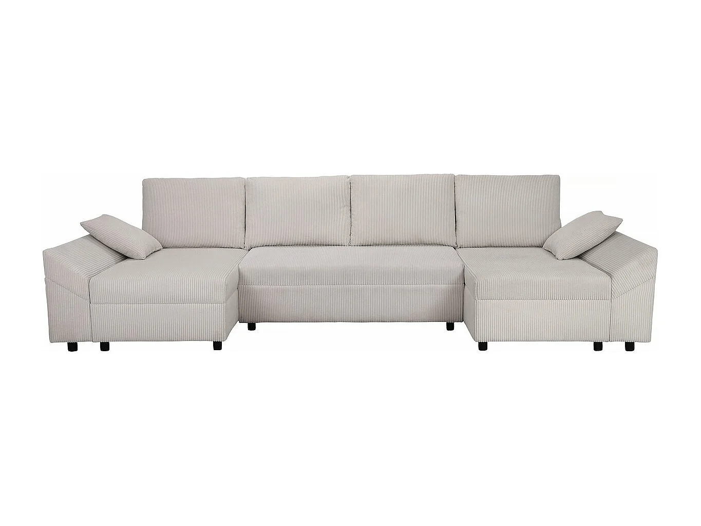 Canapé d'angle panoramique en velours côtelé "Vaugirard II" - 5 places - Beige