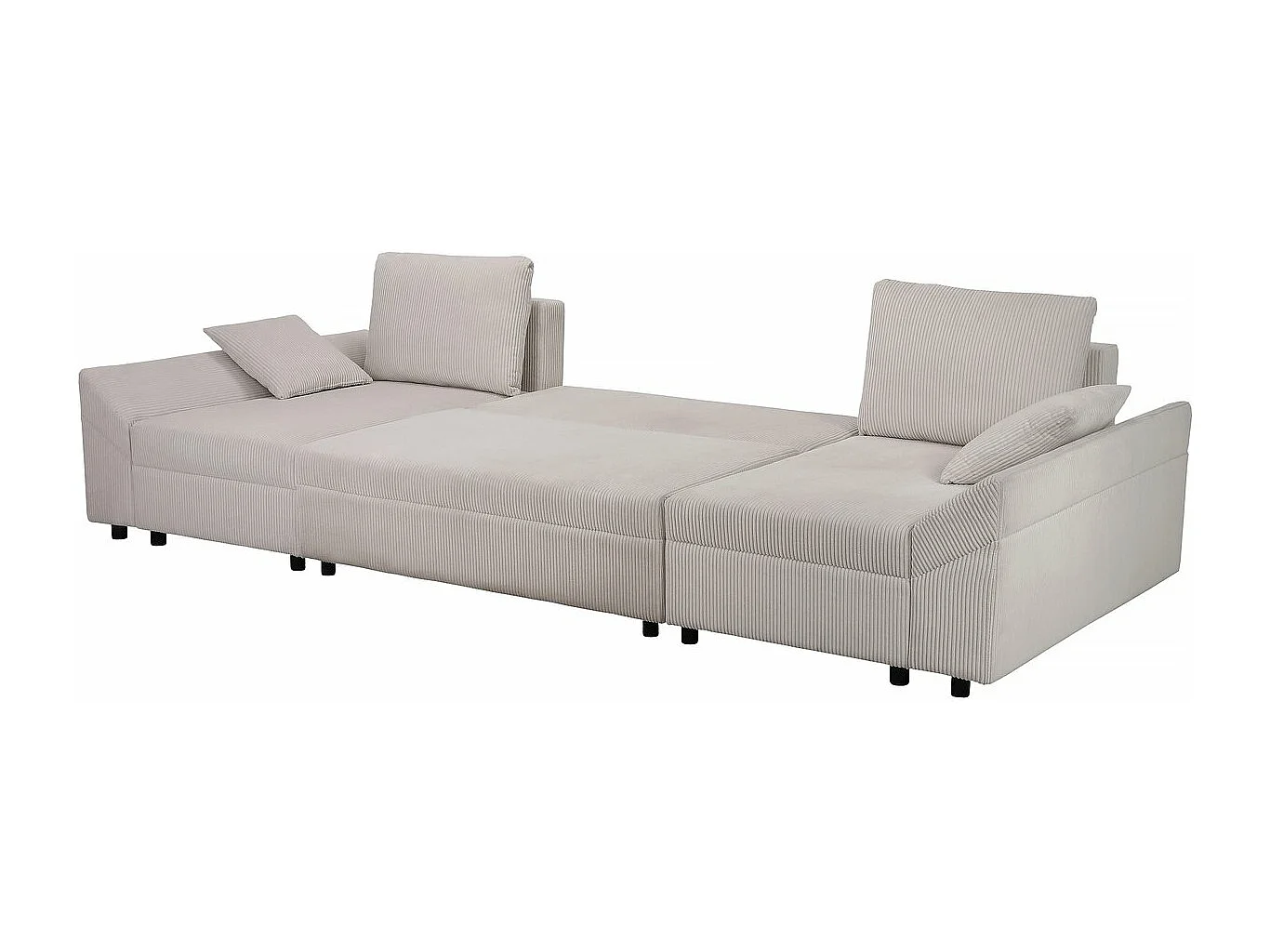 Canapé d'angle panoramique en velours côtelé "Vaugirard II" - 5 places - Beige