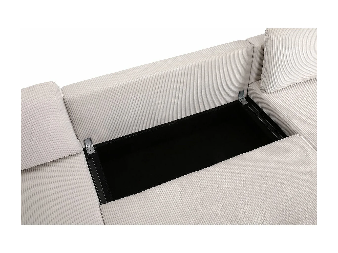 Canapé d'angle panoramique en velours côtelé "Vaugirard II" - 5 places - Beige