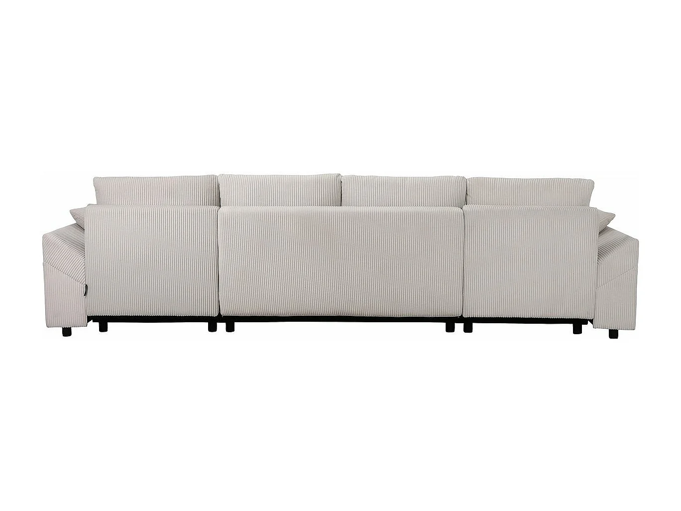 Canapé d'angle panoramique en velours côtelé "Vaugirard II" - 5 places - Beige