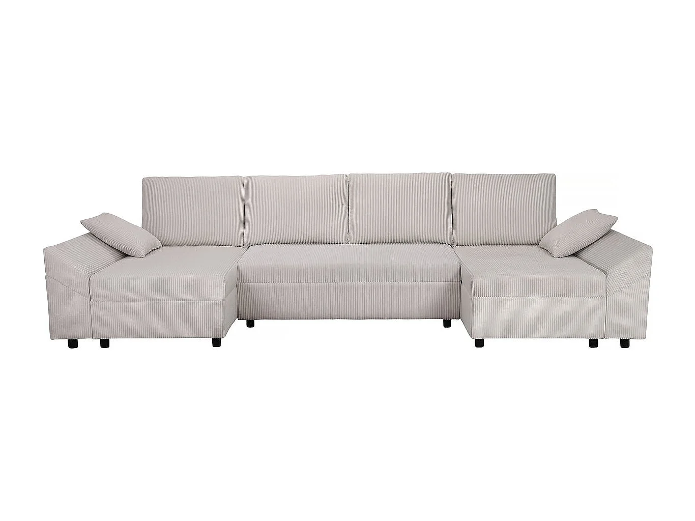 Divano angolare panoramico in velluto a coste "Vaugirard II" - 5 posti - Beige