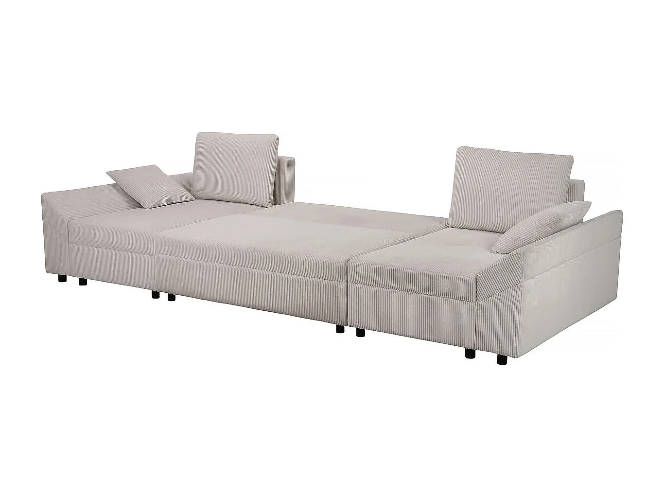 Divano angolare panoramico in velluto a coste "Vaugirard II" - 5 posti - Beige