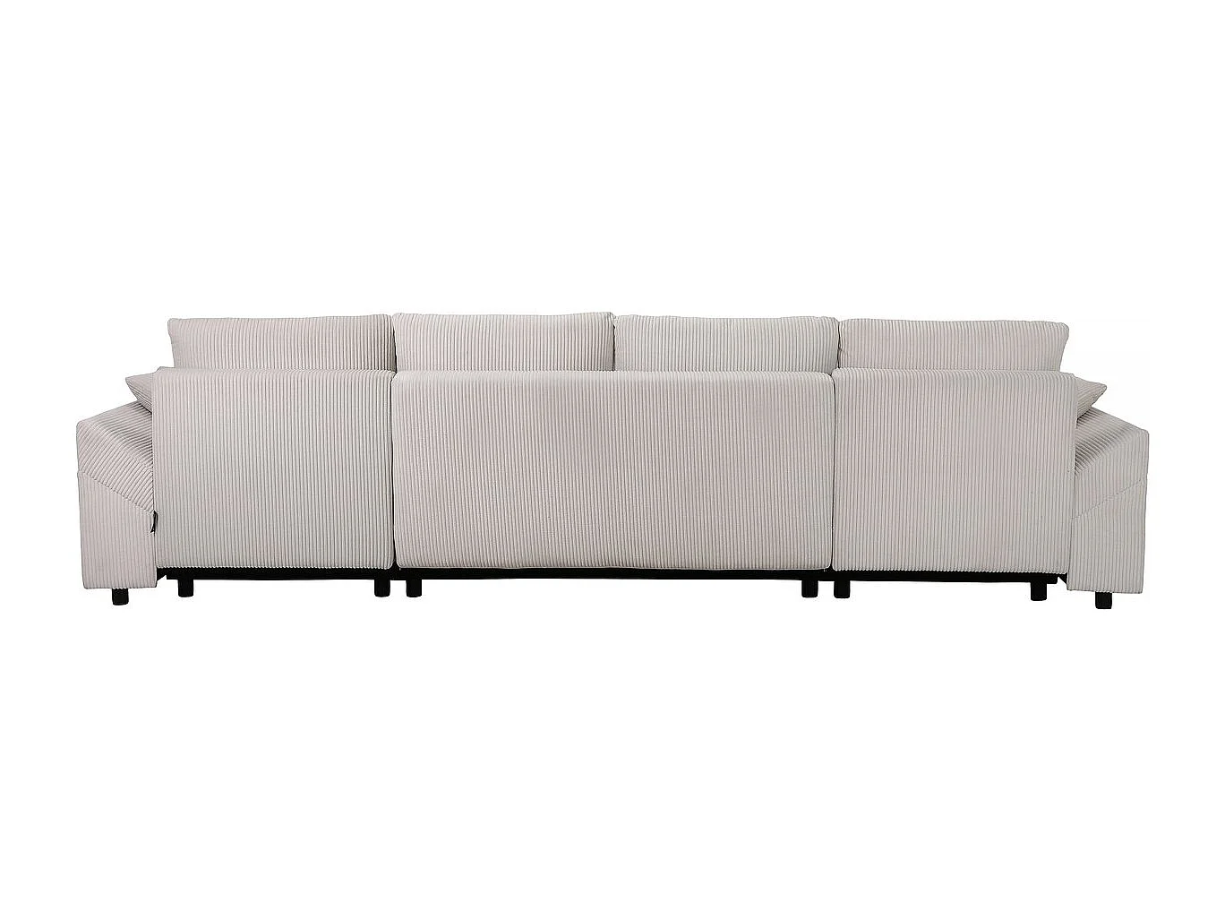 Divano angolare panoramico in velluto a coste "Vaugirard II" - 5 posti - Beige