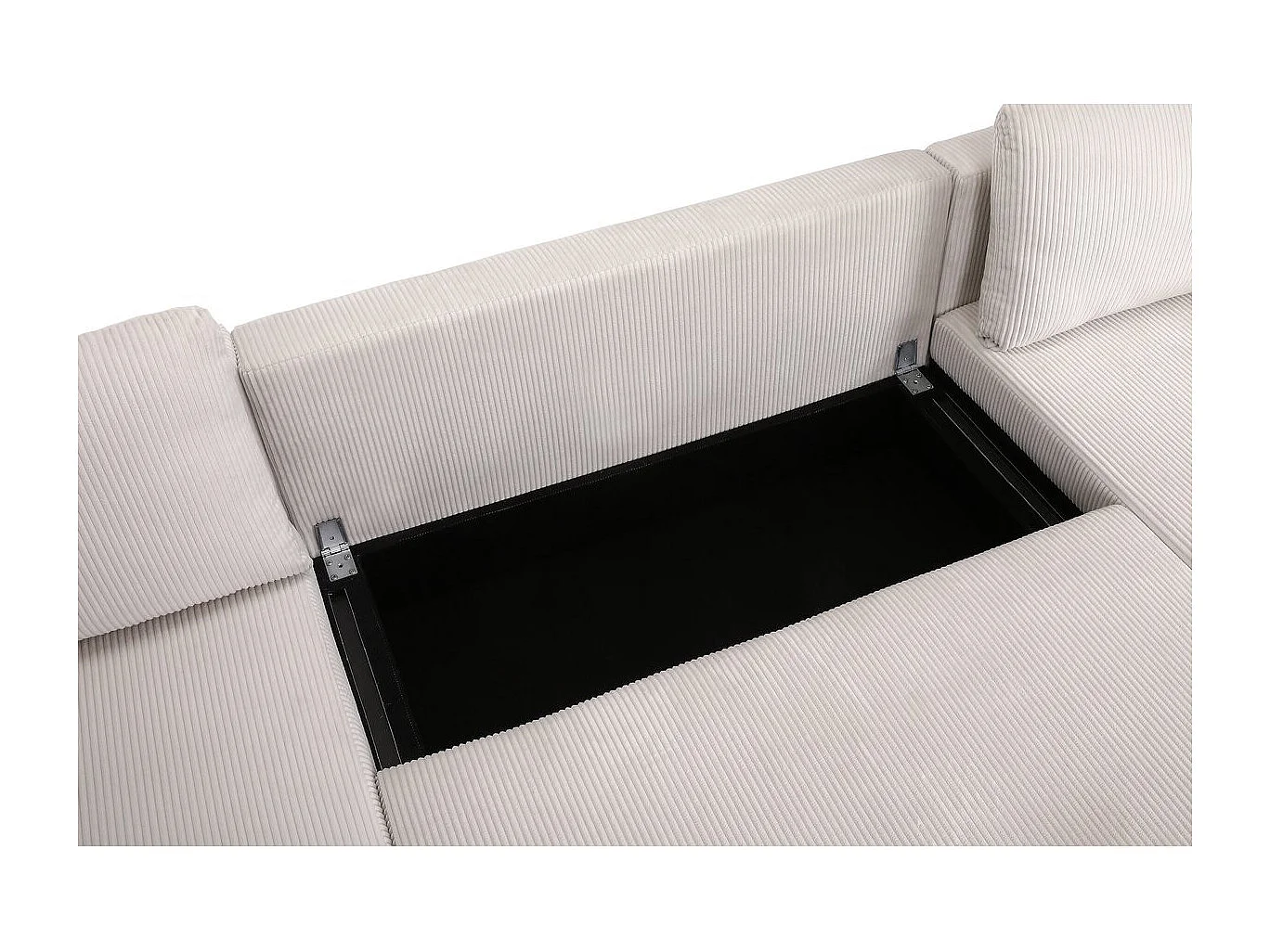 Canapé d'angle panoramique en velours côtelé "Vaugirard II" - 5 places - Beige