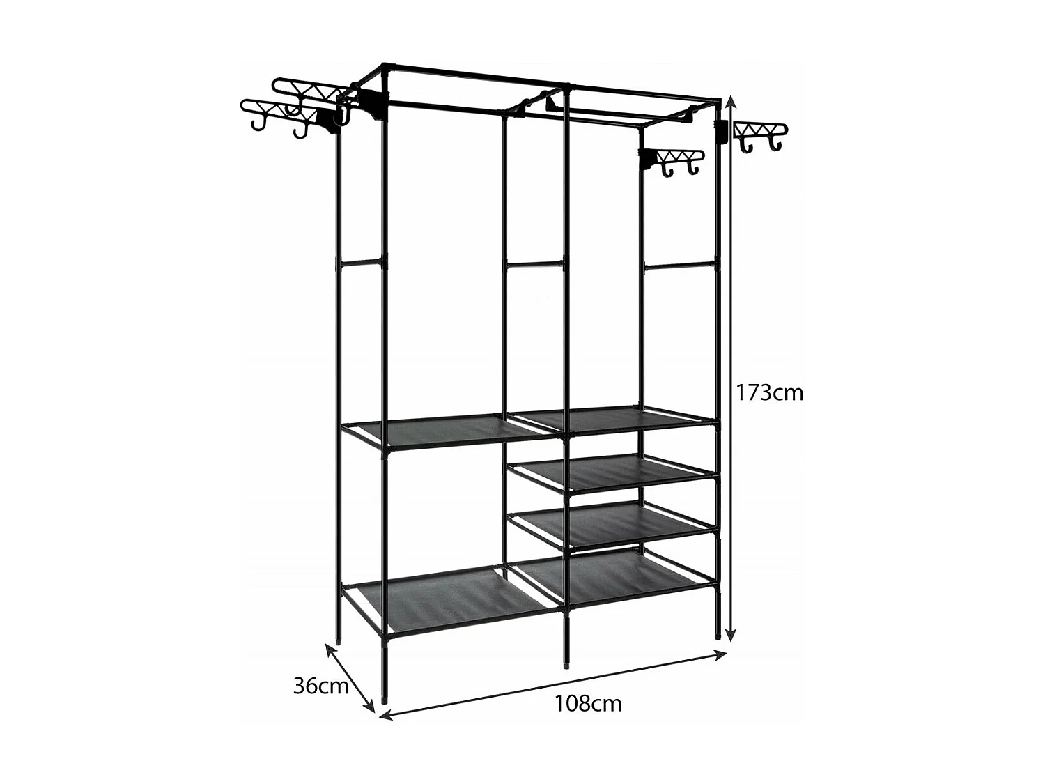 Penderie - double porte manteaux 173 x 36 x 108 cm