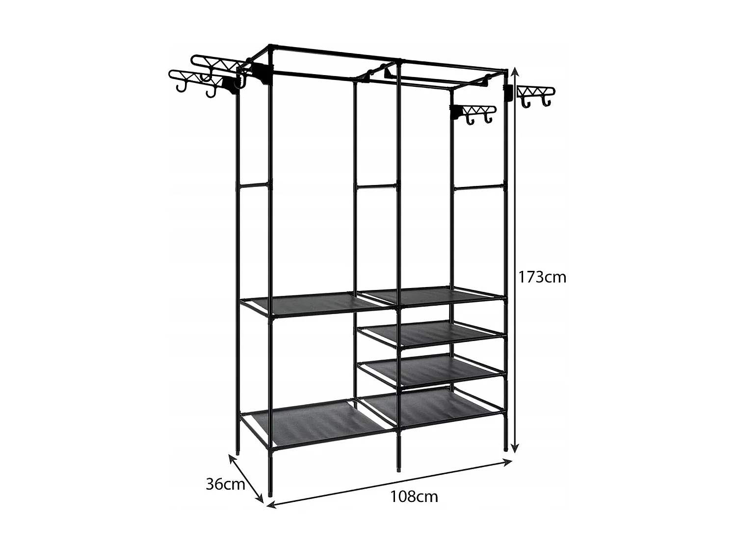 Penderie - double porte manteaux 173 x 36 x 108 cm