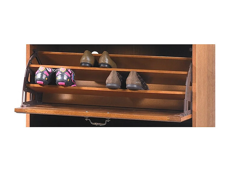 Meuble Chaussures Chêne 2 Abattants 1 Tiroir 24 Paires L 82.4 H 102.9 P 41 cm