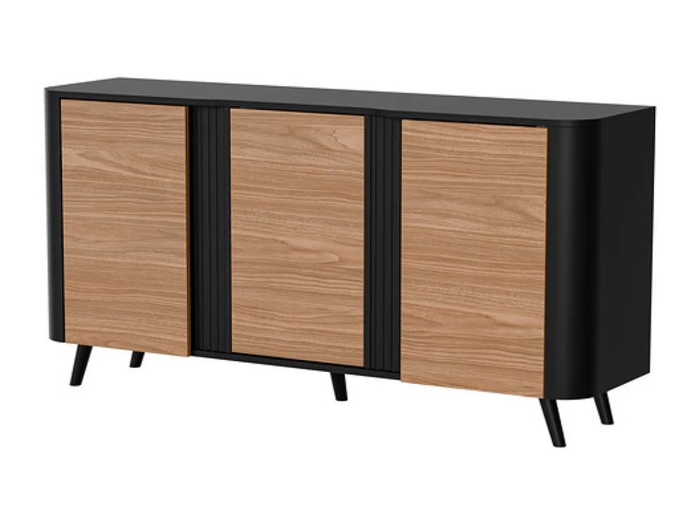 Credenza in legno e nero - bordi arrotondati - 3 ante - 150cm Viali