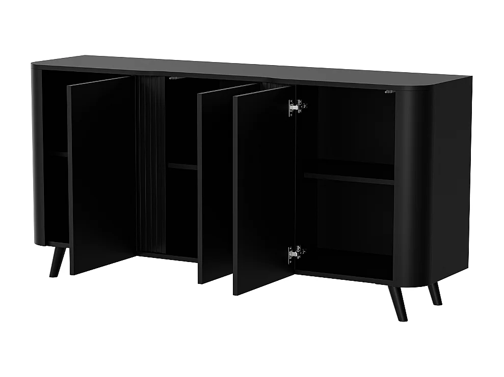 Aparador de diseño redondeado negro mate - 3 puertas - 150cm Viali