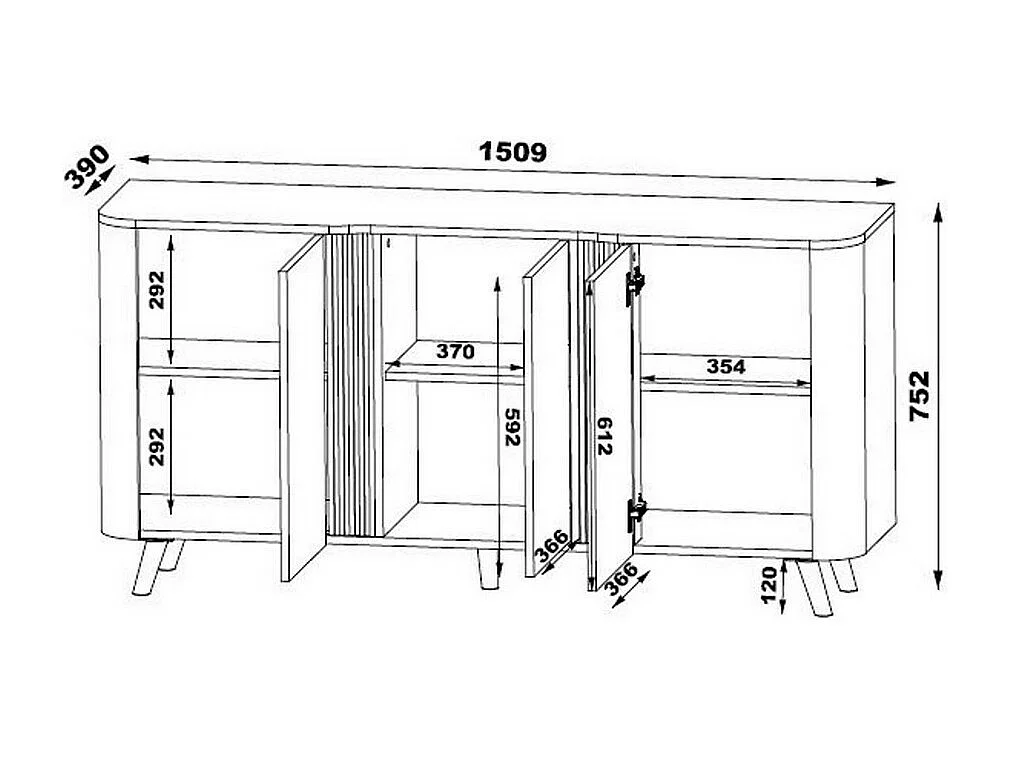 Aparador beige - 3 puertas - 150cm Viali