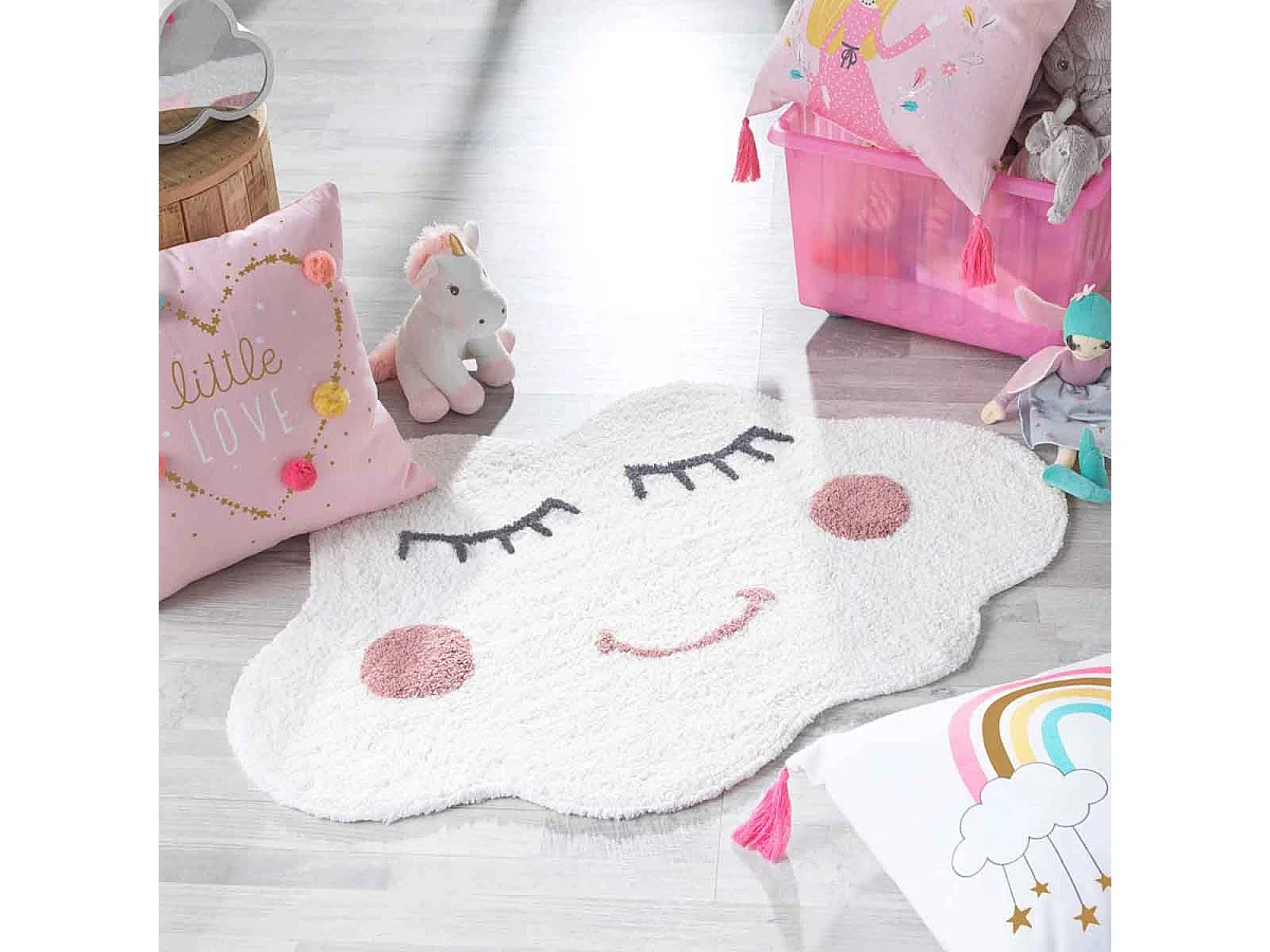 Tapis Déco Enfant "Wendy" 60x90cm Blanc