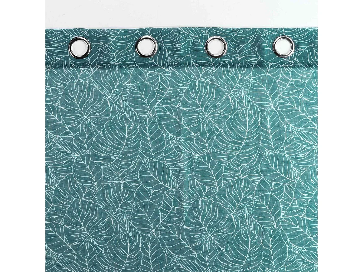 Rideau Voilage à Œillets Imprimé "Solea" 140x240cm Bleu