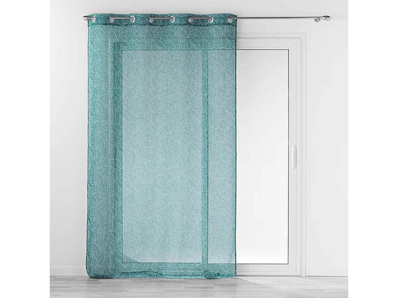 Rideau Voilage à Œillets Imprimé "Solea" 140x240cm Bleu