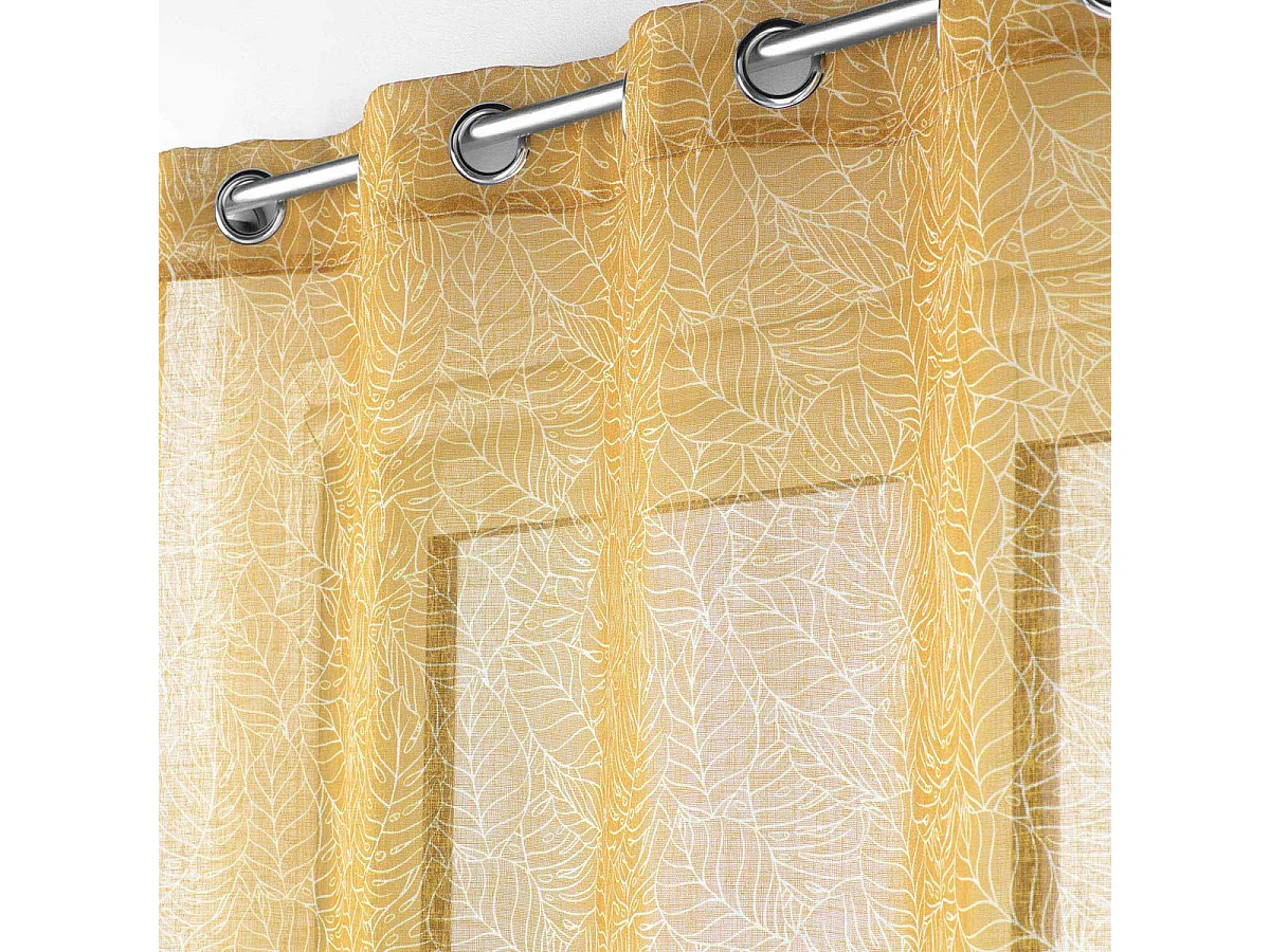 Rideau Voilage à Œillets Imprimé "Solea" 140x240cm Jaune
