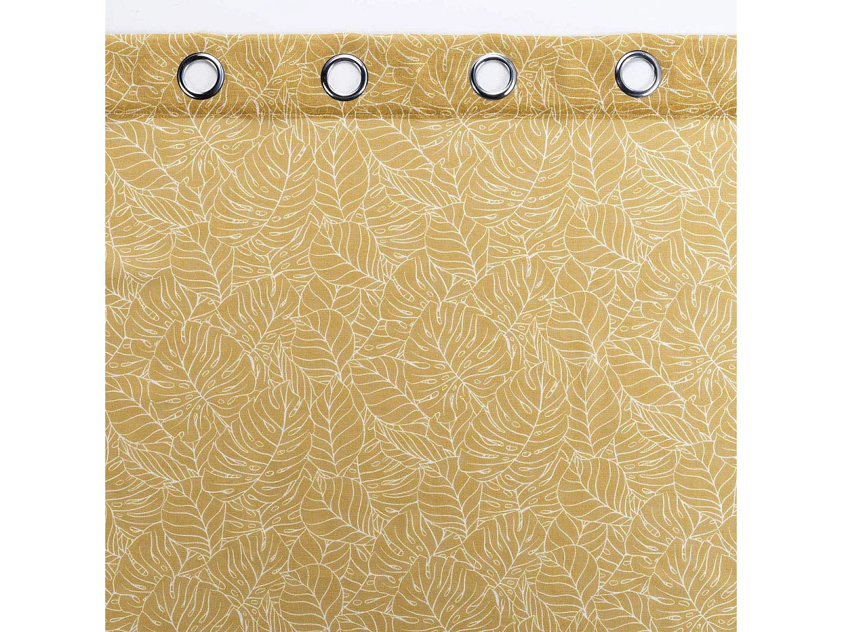 Rideau Voilage à Œillets Imprimé "Solea" 140x240cm Jaune